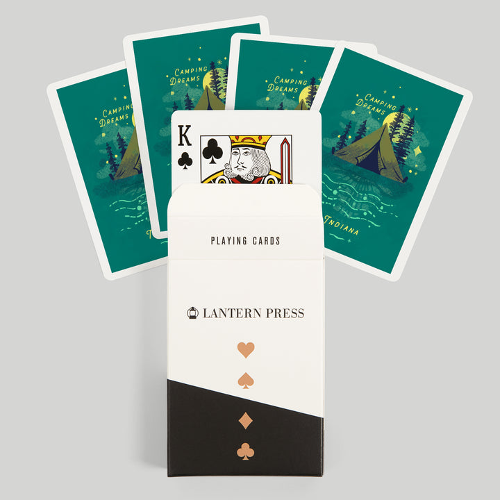 Playing Cards, Indiana, Lake Life Series, Camping Dreams, 52 Card Deck with Jokers in Box, Unique Art