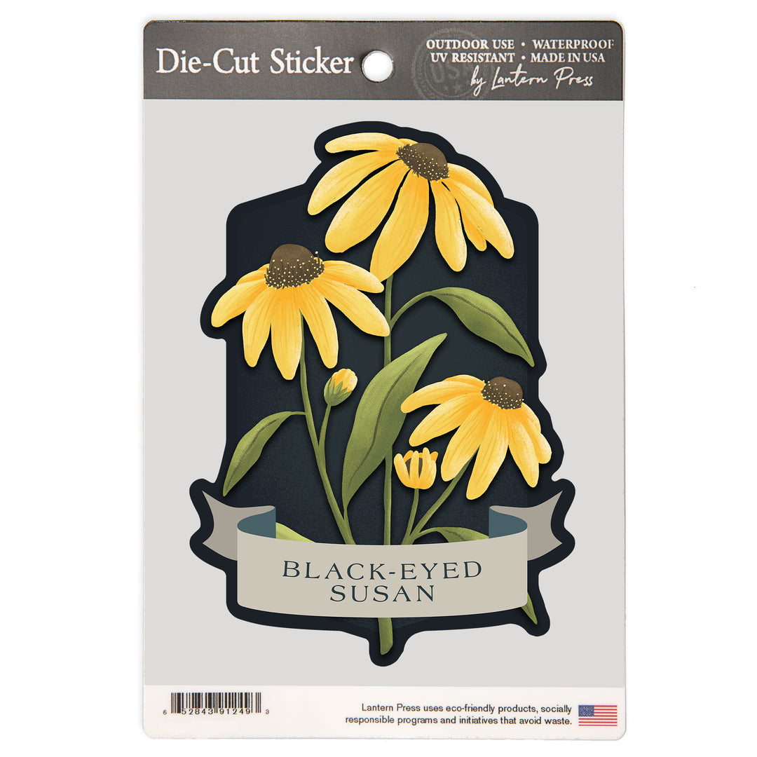 Vintage Flora Noir, Black-Eyed Susan, Vinyl Sticker