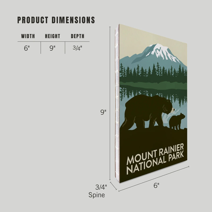Lined 6x9 Journal, Mount Rainier National Park, Washington, Bears, Lay Flat, 193 Pages, FSC paper