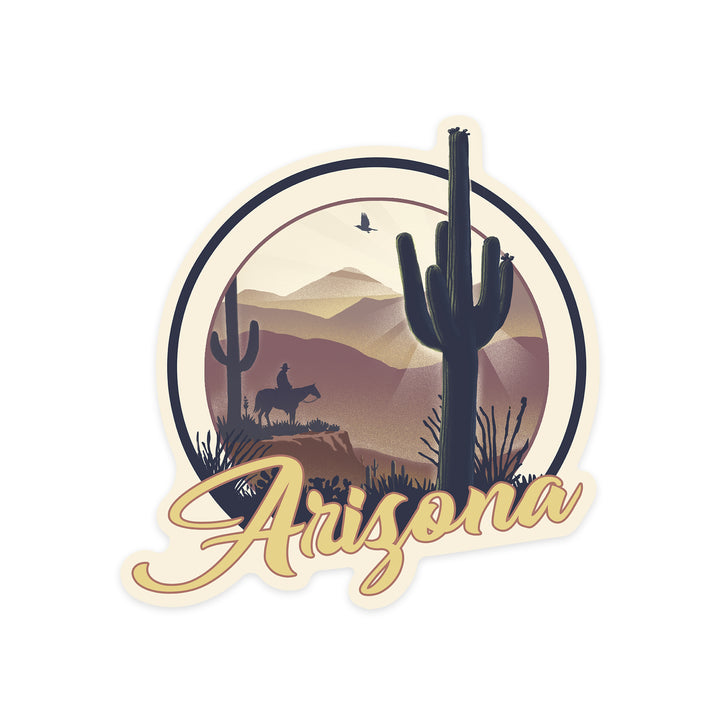 Arizona, Lithograph, Badge, Contour, Lantern Press Artwork, Vinyl Sticker