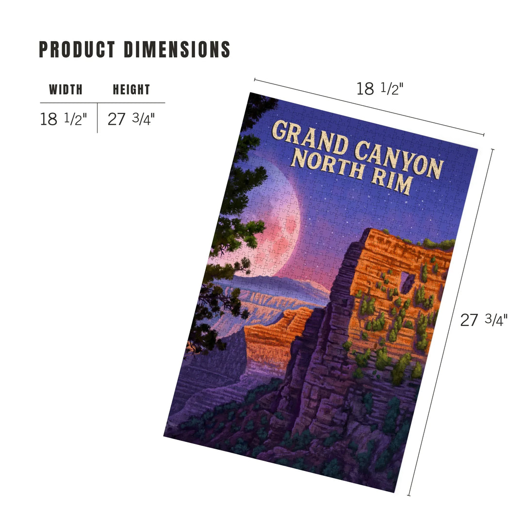 Grand Canyon, North Rim, Oil Painting, Canyon with Supermoon, 1000 Piece Jigsaw Puzzle