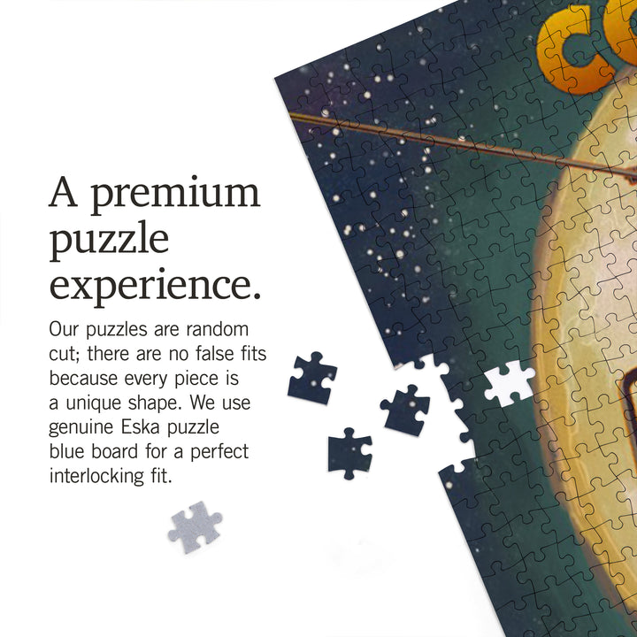 Colorado, Ski Lift and Full Moon, Snowboard, 1000 Piece Jigsaw Puzzle