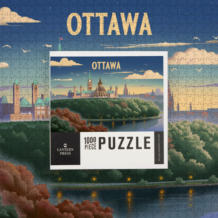 Ottawa, Ontario, Lithograph, Capitol Building, Jigsaw Puzzle