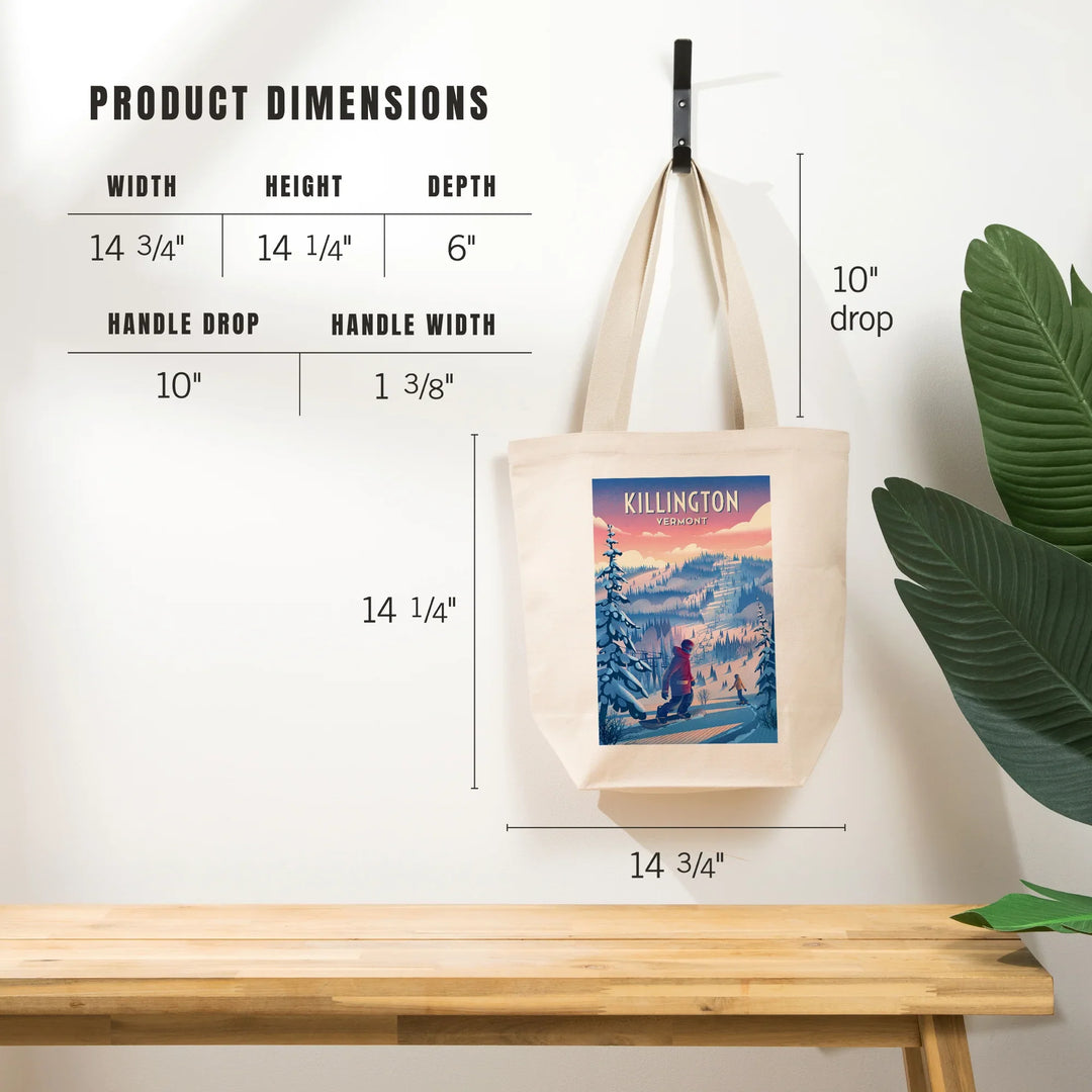 Killington, Vermont, Shred the Gnar, Snowboarding, Tote Bag