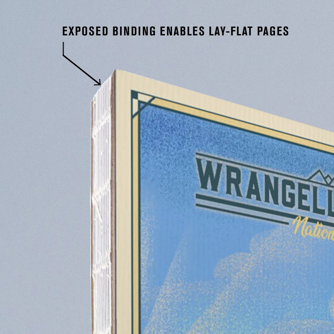 Lined 6x9 Journal, Wrangell-St Elias National Park and Preserve, Alaska, Lithograph, Lay Flat, 193 Pages, FSC paper