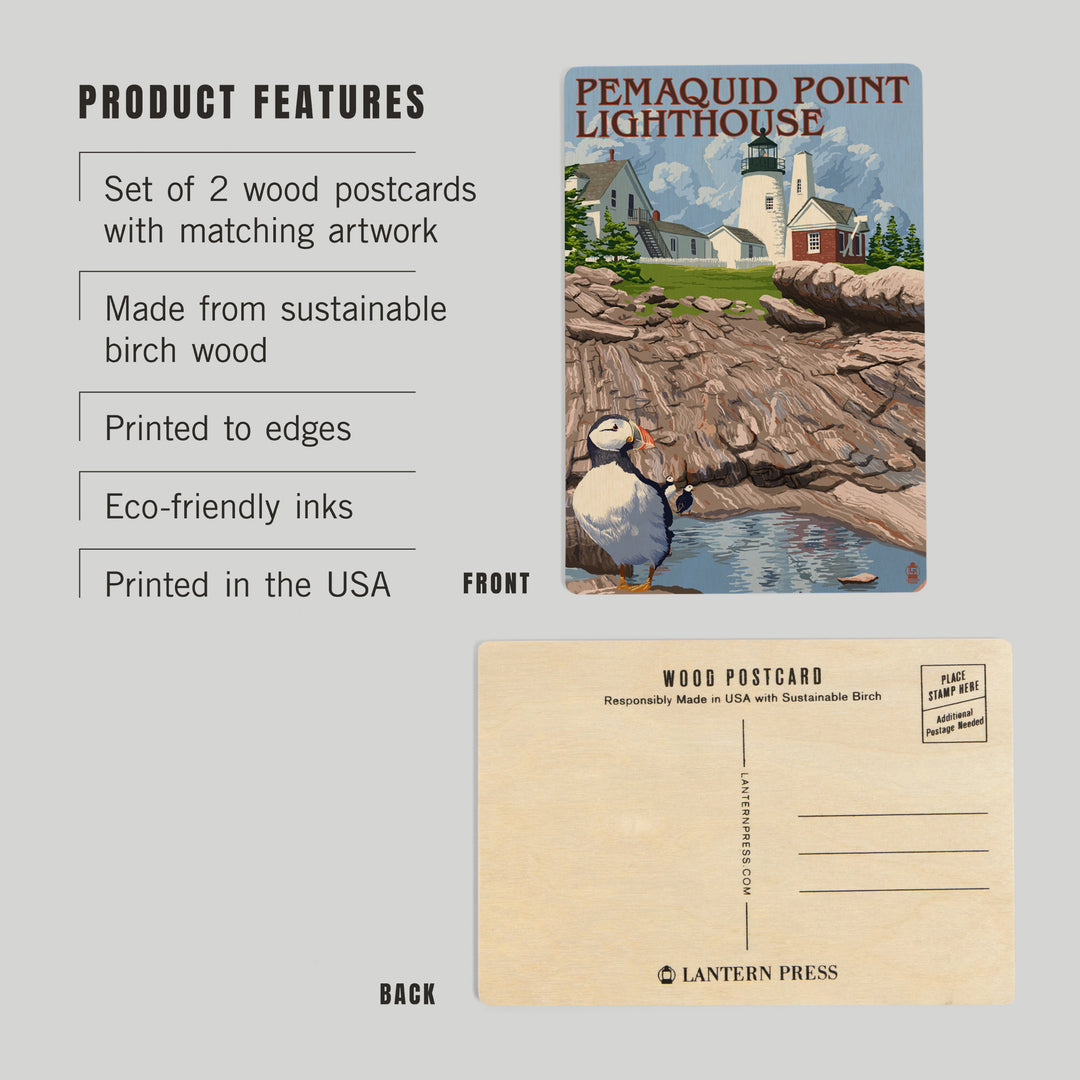 Maine, Pemaquid Lighthouse, Wood Sign and Postcards