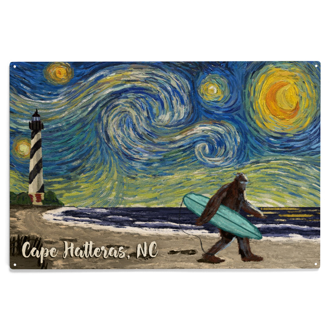 Cape Hatteras, North Carolina, Starry Night, Wood Sign and Postcards