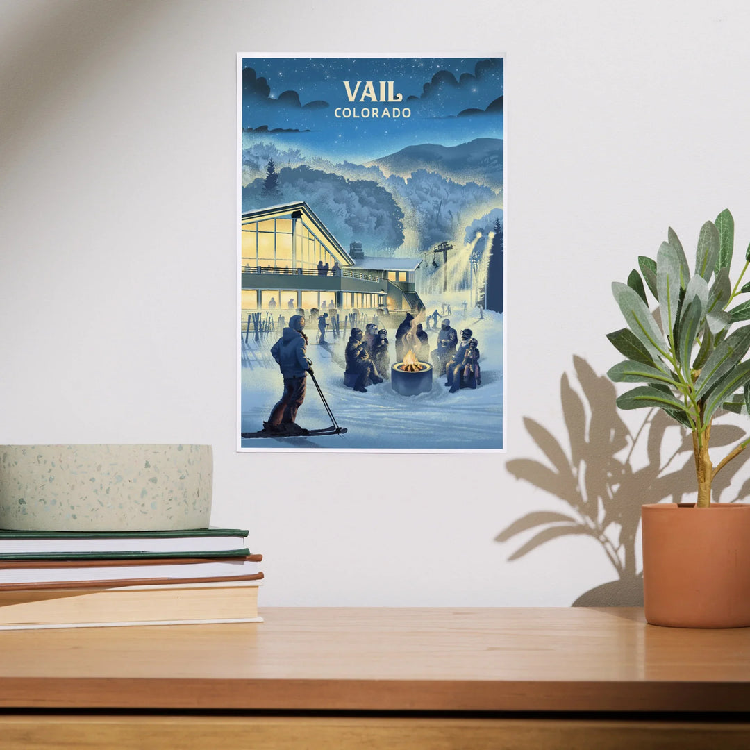 Vail, Colorado, Lithograph, Snow Lodge, Art & Giclee Prints