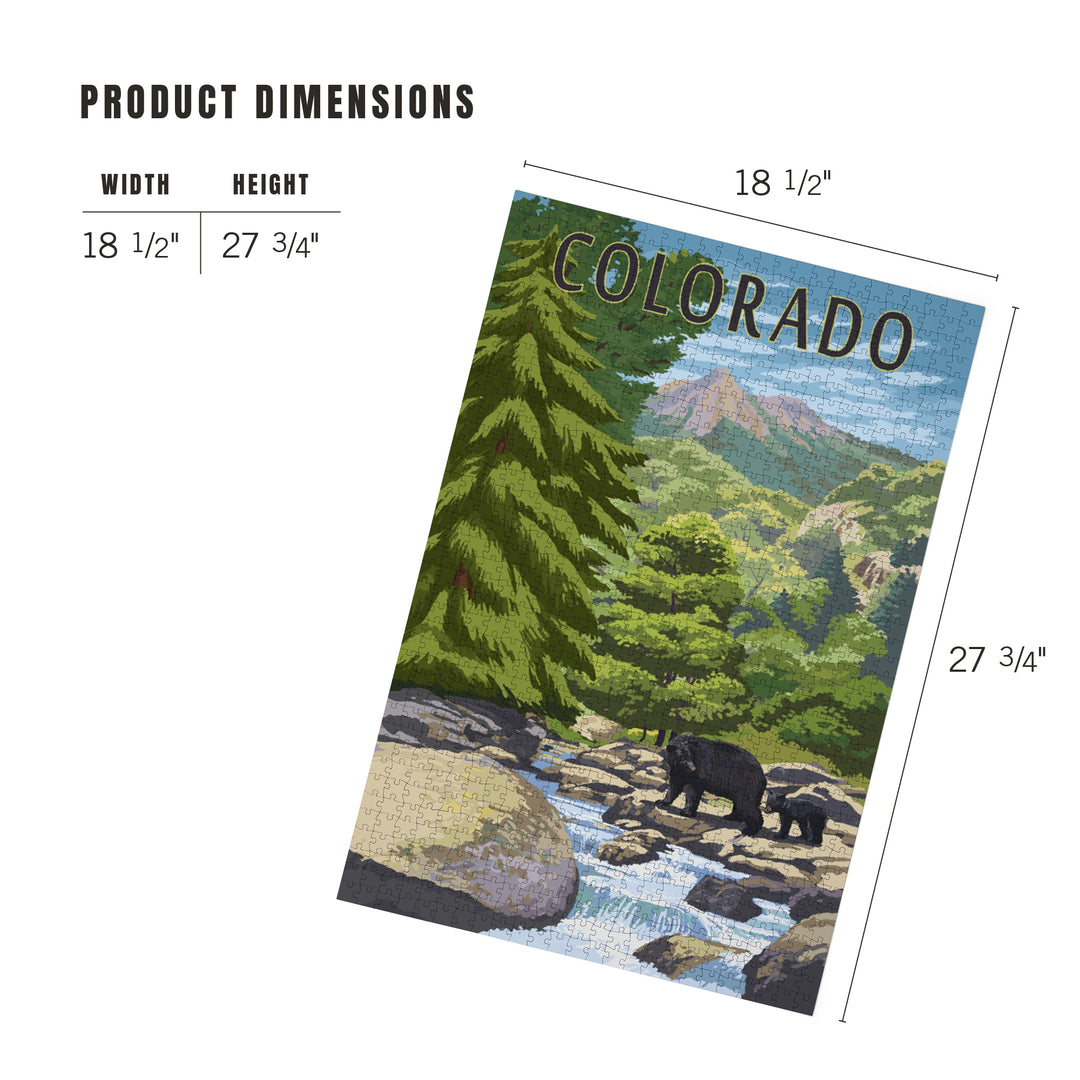 Denver, Colorado, Painterly, Bear at River, Jigsaw Puzzle