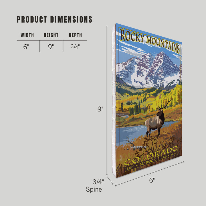 Lined 6x9 Journal, Rocky Mountain National Park, Colorado, Maroon Bells, Lay Flat, 193 Pages, FSC paper