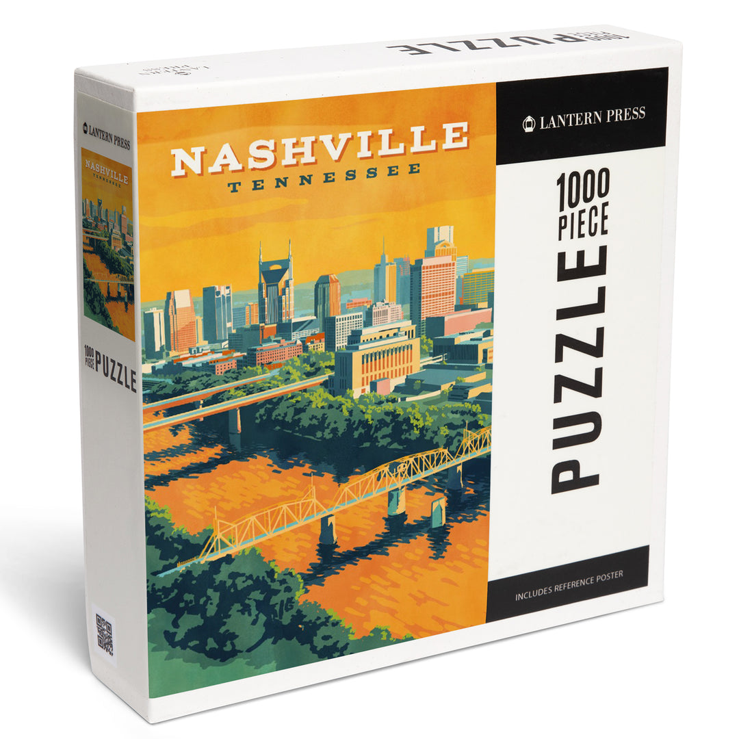 Nashville, Tennessee, Painterly, City Series, 1000 Piece Jigsaw Puzzle
