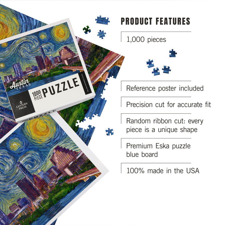 Austin, Texas, Starry Night, City Series, 1000 Piece Jigsaw Puzzle