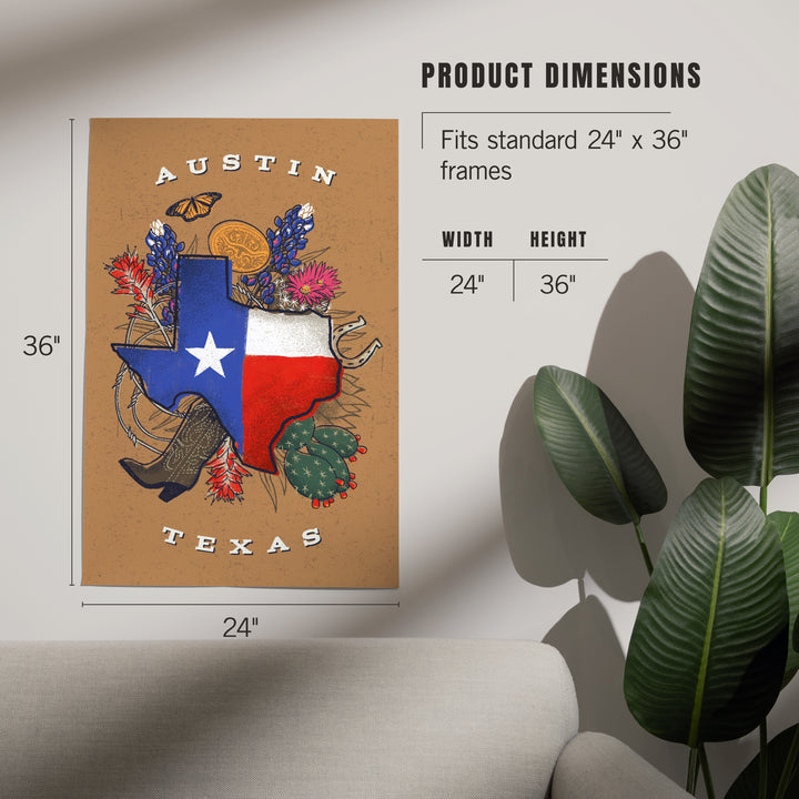 Austin, Texas, State Treasure Trove, Art & Giclee Prints