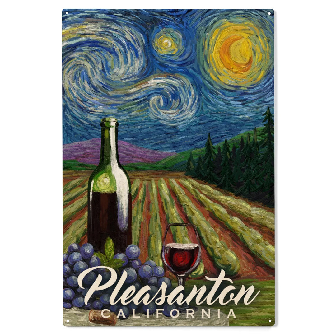 Pleasanton, California, Vineyard, Starry Night, Wood Sign and Postcards