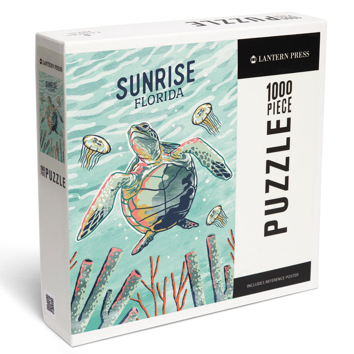 Sunrise, Florida, Graphic Pastel, Sea Turtle, Jigsaw Puzzle