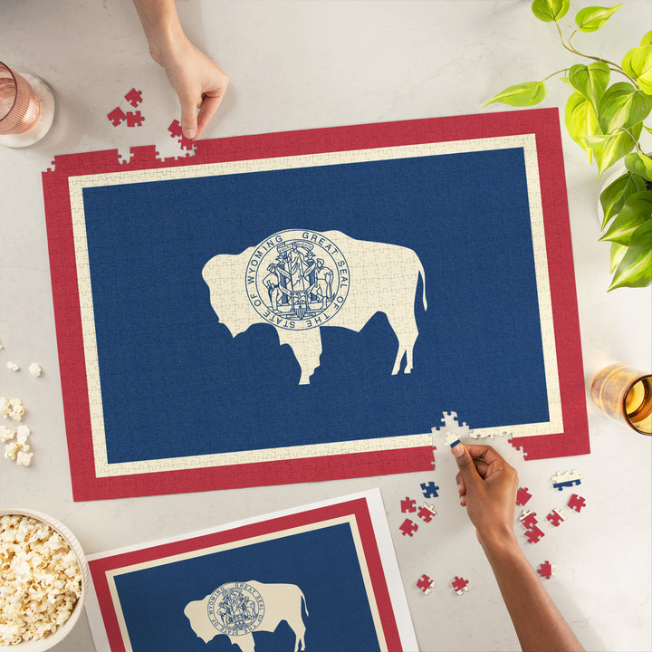 Wyoming State Flag, Letterpress, 1000 Piece Jigsaw Puzzle