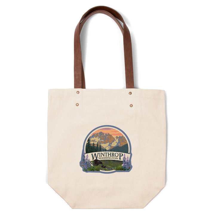 Winthrop, Washington, Bear Family and Spring Flowers, Contour, Deluxe Tote