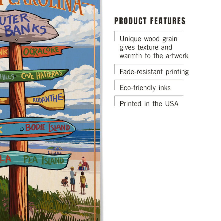 Outer Banks, North Carolina, Destinations Sign, Lantern Press Artwork, Wood Signs and Postcards