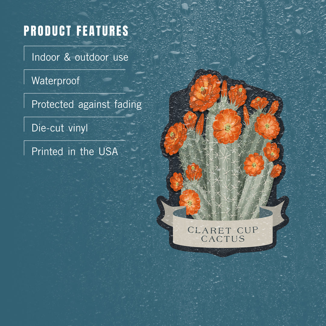 Vintage Flora Noir, Claret Cup Cactus, Vinyl Sticker