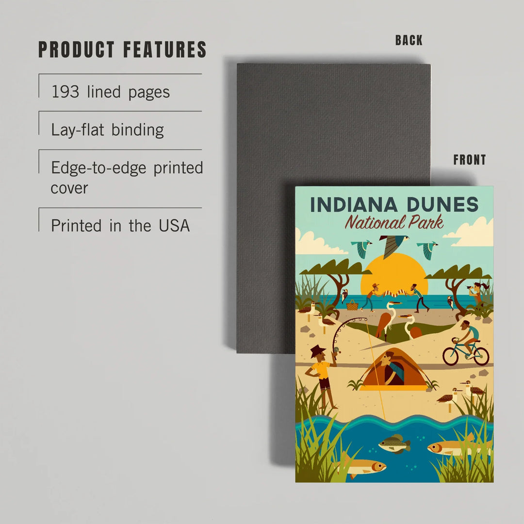 Lined 6x9 Journal, Indiana Dunes National Park, Indiana, Geometric National Park Series, Lay Flat, 193 Pages, FSC paper