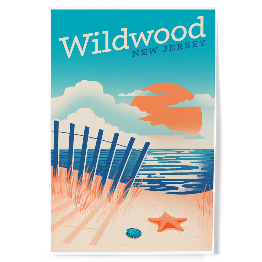 Wildwood, New Jersey, Sun-faded Shoreline Collection, Glowing Shore, Beach Scene, Art & Giclee Prints