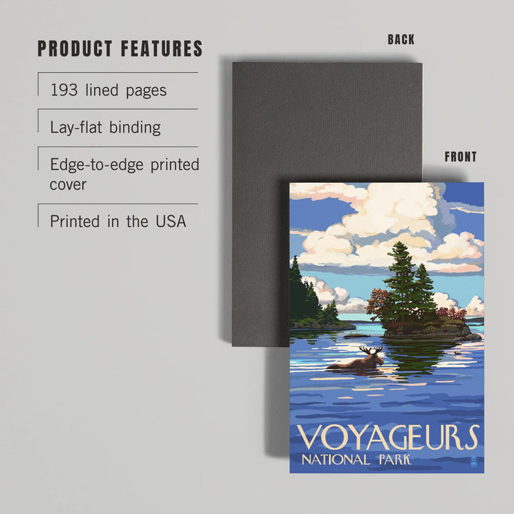 Lined 6x9 Journal, Voyageurs National Park, Minnesota, Moose Swimming, Lay Flat, 193 Pages, FSC paper