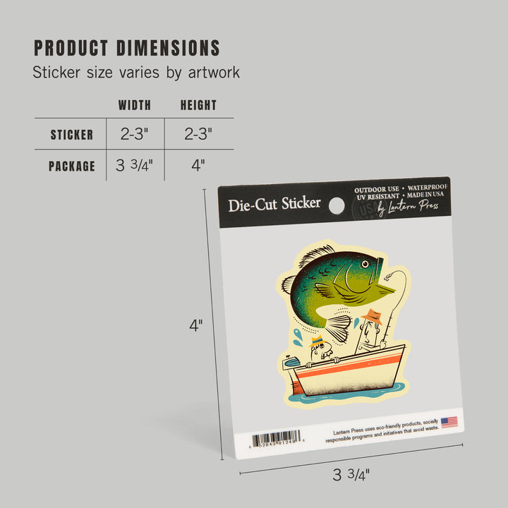 Midcentury, Bass Fishing, Vinyl Sticker