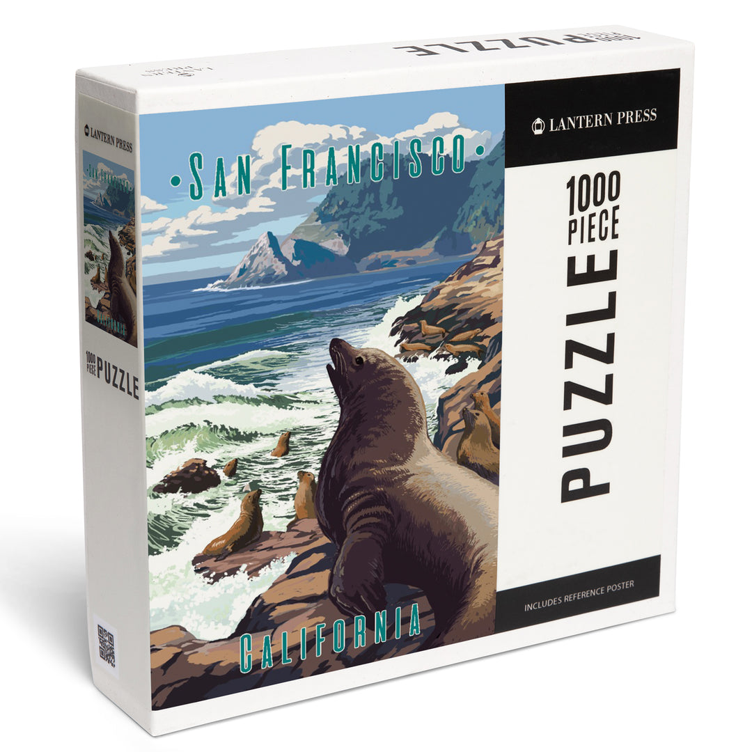 San Francisco, California, Sea Lions on Coast, 1000 Piece Jigsaw Puzzle