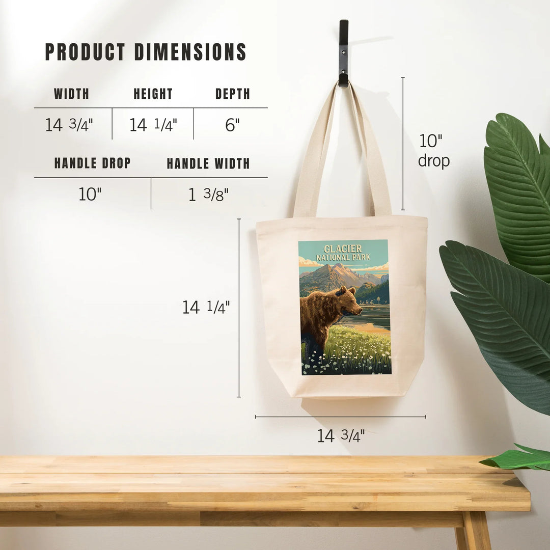 Glacier National Park, Montana, Painterly, Bear, Tote Bag