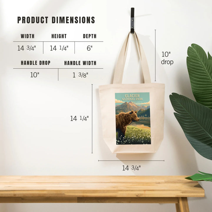 Glacier National Park, Montana, Painterly, Bear, Tote Bag