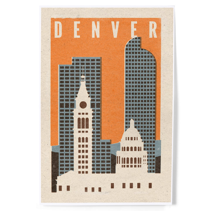 Denver, Colorado, Woodblock, Art & Giclee Prints