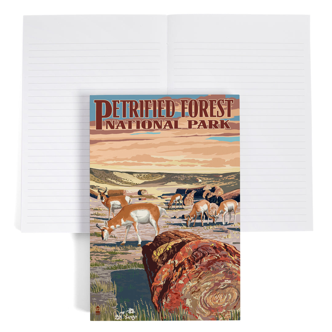 Lined 6x9 Journal, Petrified Forest National Park, Arizona, Desert and Antelope, Lay Flat, 193 Pages, FSC paper