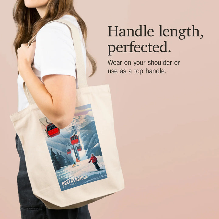 Breckenridge, Colorado, Lithograph, Gondolas, Tote Bag