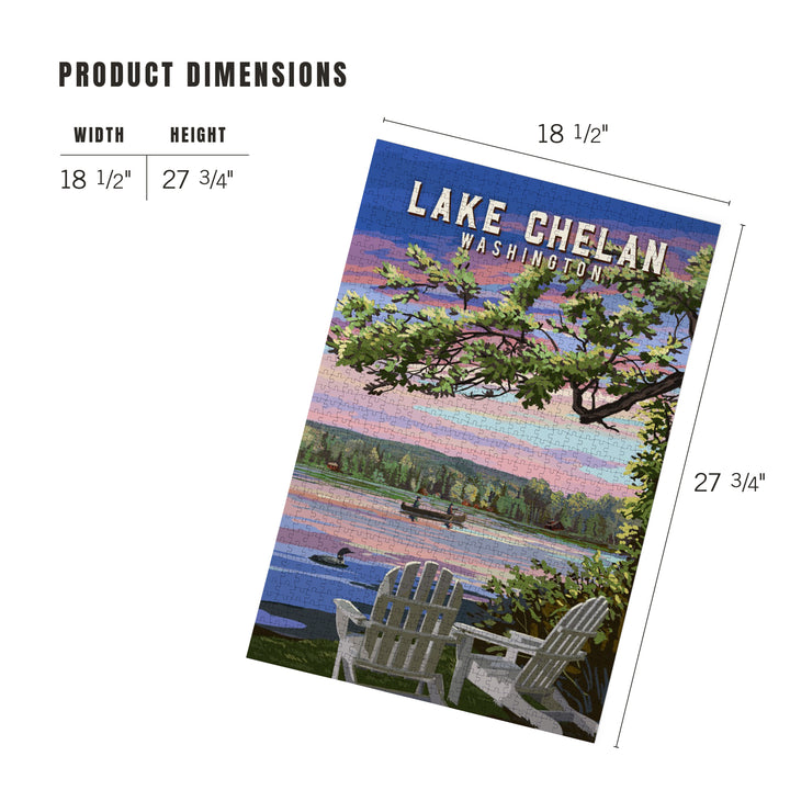 Lake Chelan, Washington, Adirondack Chairs and Lake, Jigsaw Puzzle