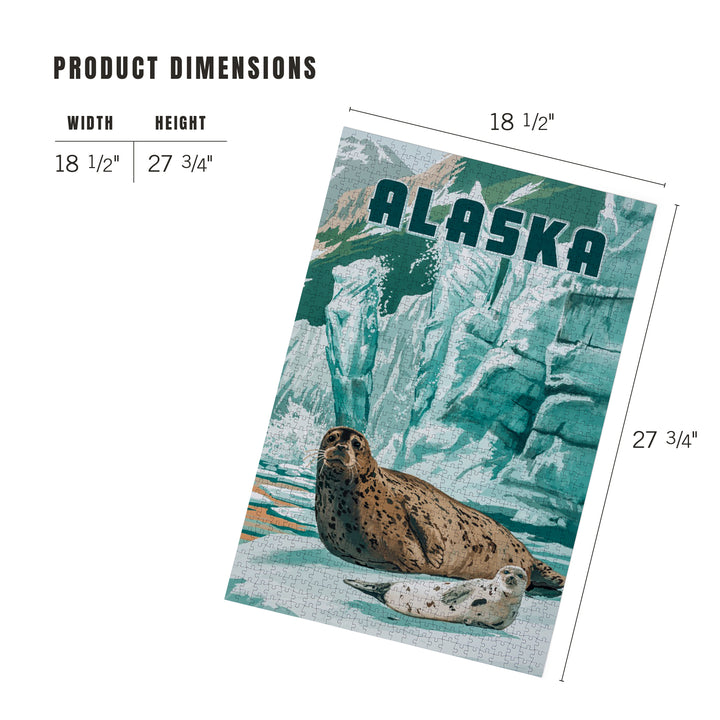 Alaska, Painterly, Harbor Seal with Pup, 1000 Piece Jigsaw Puzzle