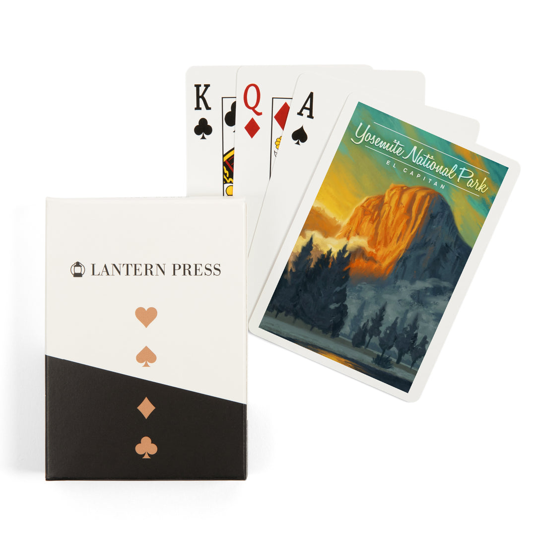 Playing Cards, Yosemite National Park, California, El Capitan, Oil Painting, 52 Card Deck with Jokers in Box, Unique Art