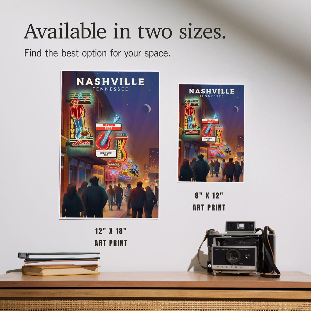 Nashville, Tennessee, Broadway Street Lithograph, Art & Giclee Prints
