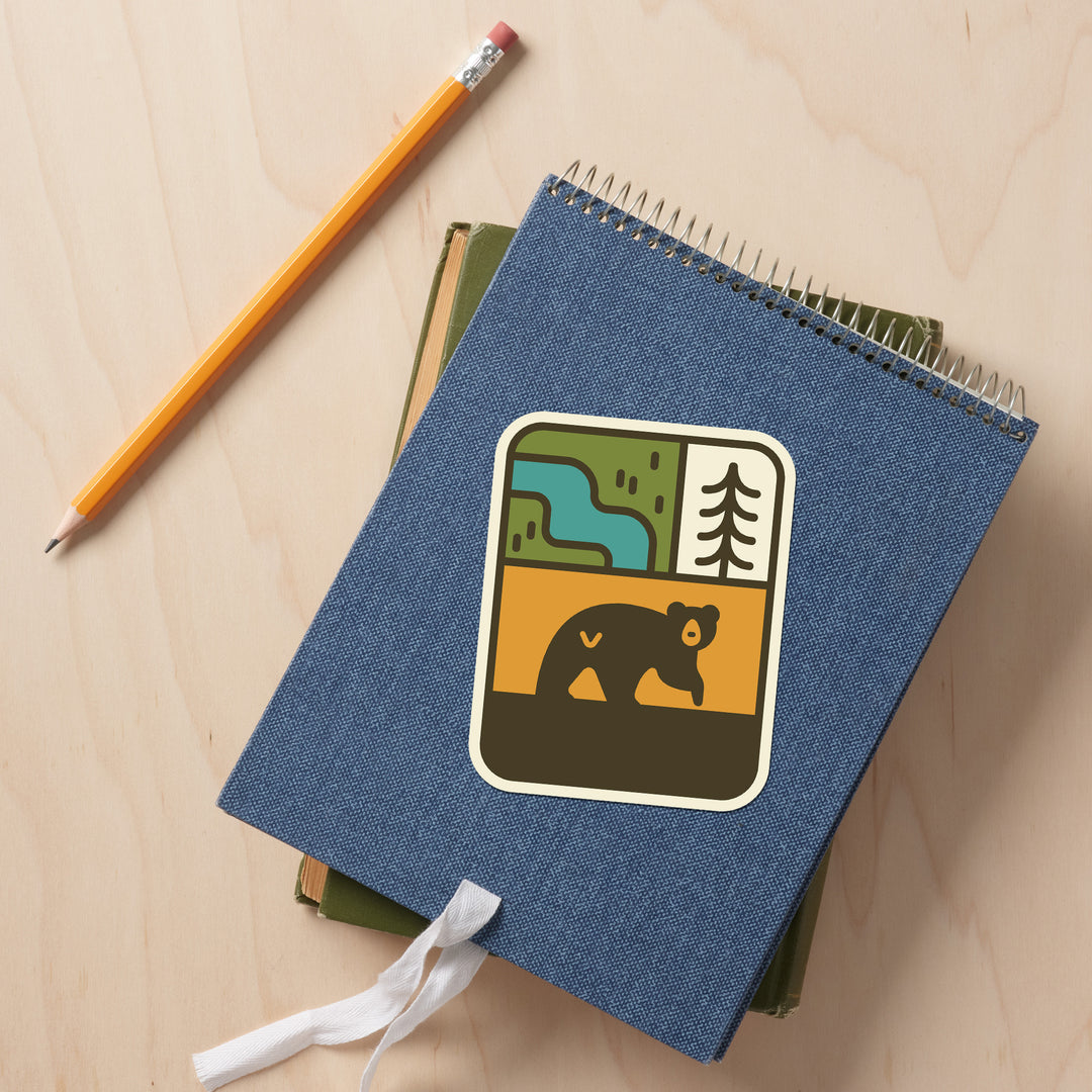 Simple Vector, Black Bear, Vinyl Sticker