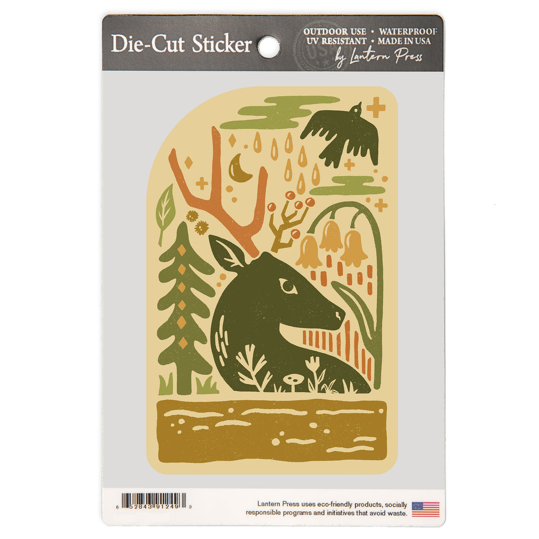 Boho Colorblock, Whitetail Deer, Vinyl Sticker