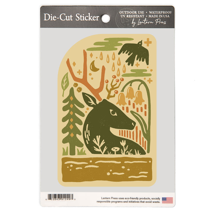 Boho Colorblock, Whitetail Deer, Vinyl Sticker