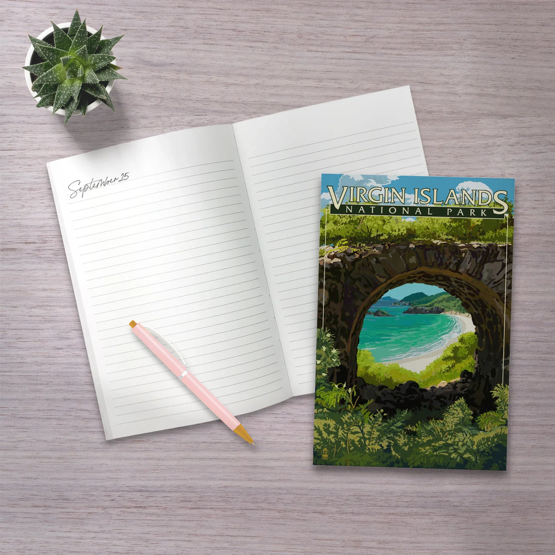 Lined 6x9 Journal, Virgin Islands National Park, US Virgin Islands, View from Ruins, Lay Flat, 193 Pages, FSC paper