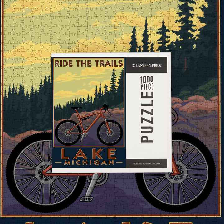 Lake Michigan, Mountain Bike Scene, Ride the Trails, Jigsaw Puzzle
