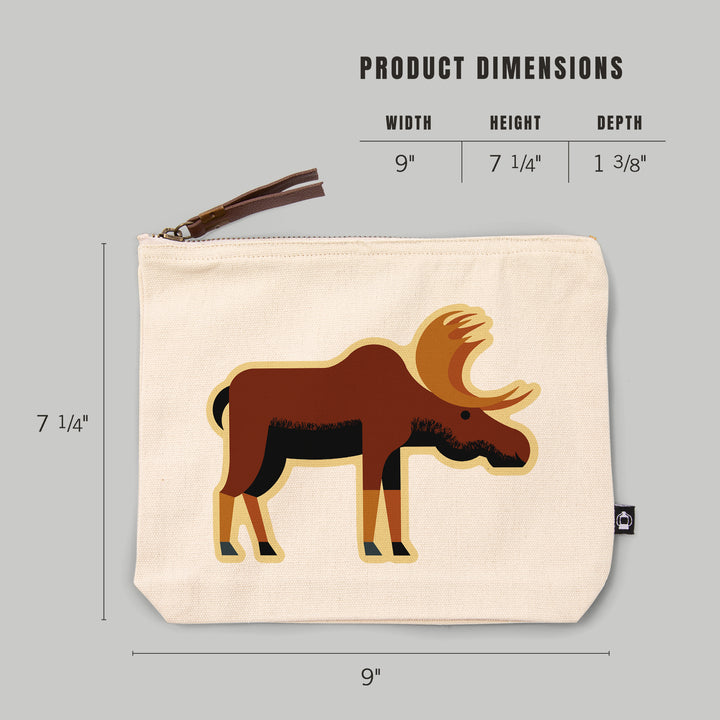 Moose Profile, Geometric, Contour, Lantern Press Artwork, Accessory Go Bag