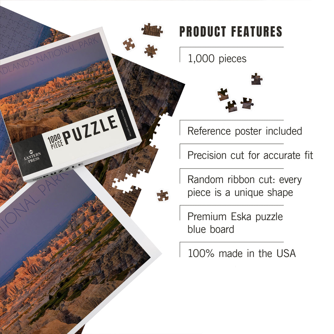 Badlands National Park, South Dakota, Purple Sunset, Jigsaw Puzzle