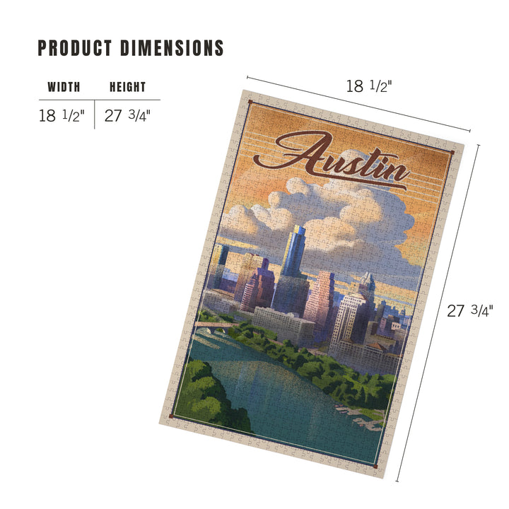 Austin, Texas, Lithograph, City Series, Jigsaw Puzzle
