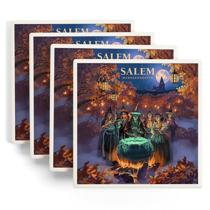 Salem, Massachusetts, Oil Painting, Witch's, Coasters