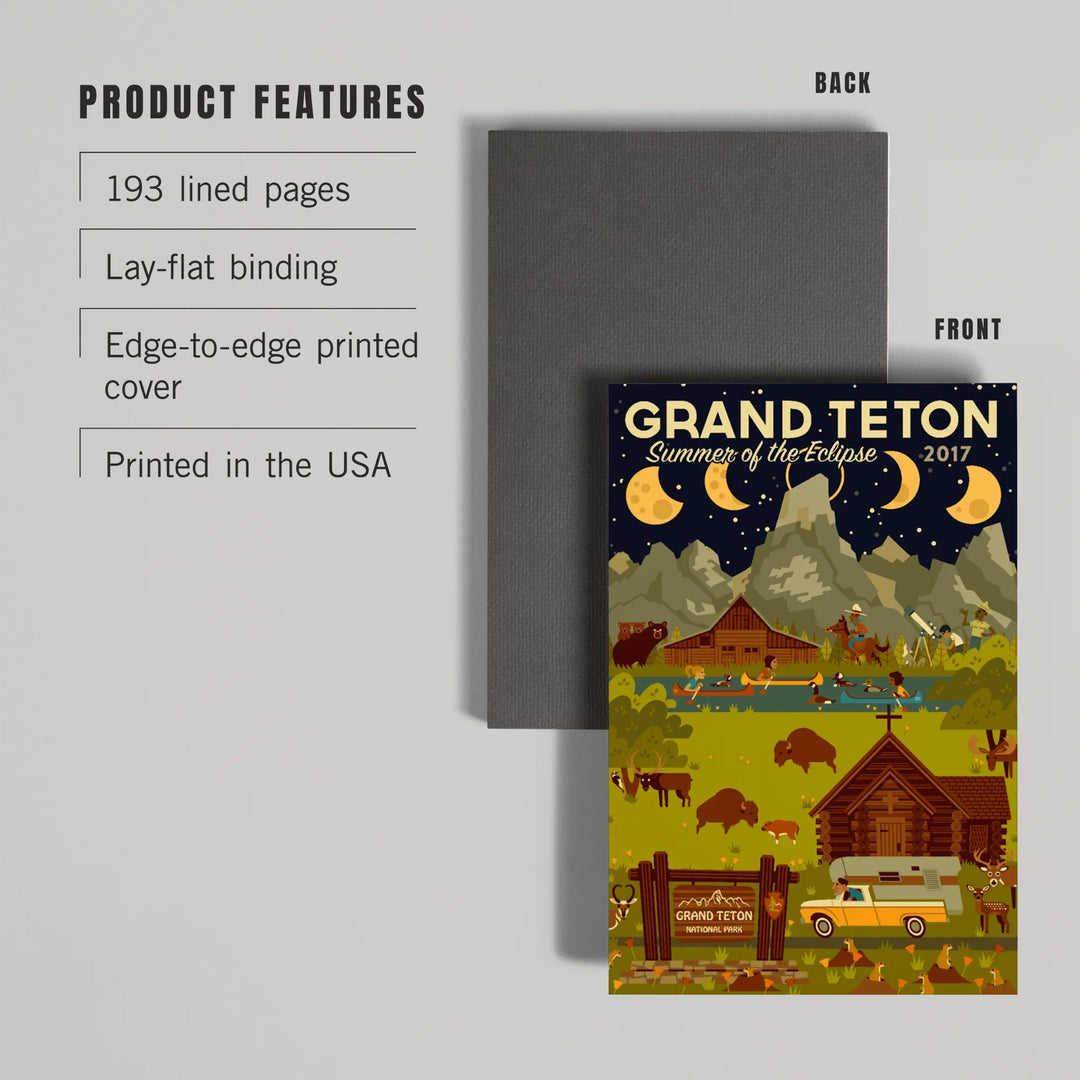 Lined 6x9 Journal, Grand Teton National Park, Wyoming, Summer of the Eclipse, Geometric, Lay Flat, 193 Pages, FSC paper