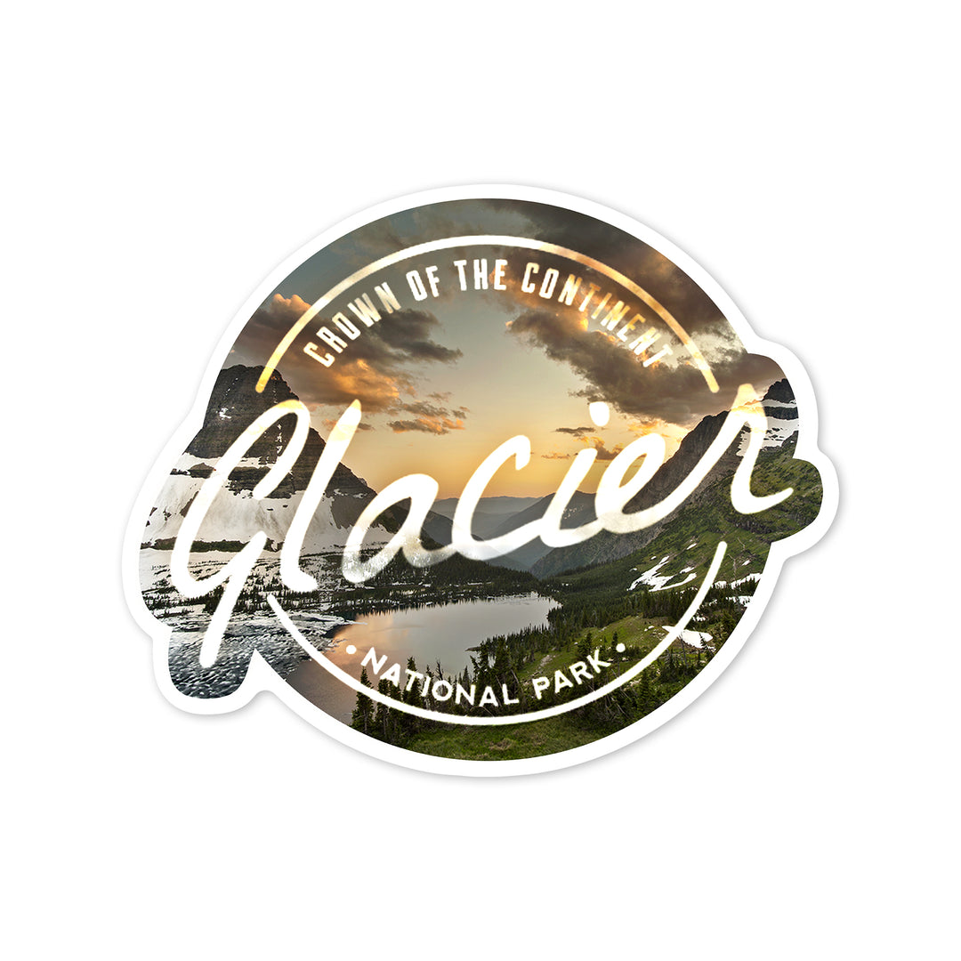 Glacier National Park, Montana, Hidden Lake and Bearhat Mountain, Badge, Vinyl Sticker