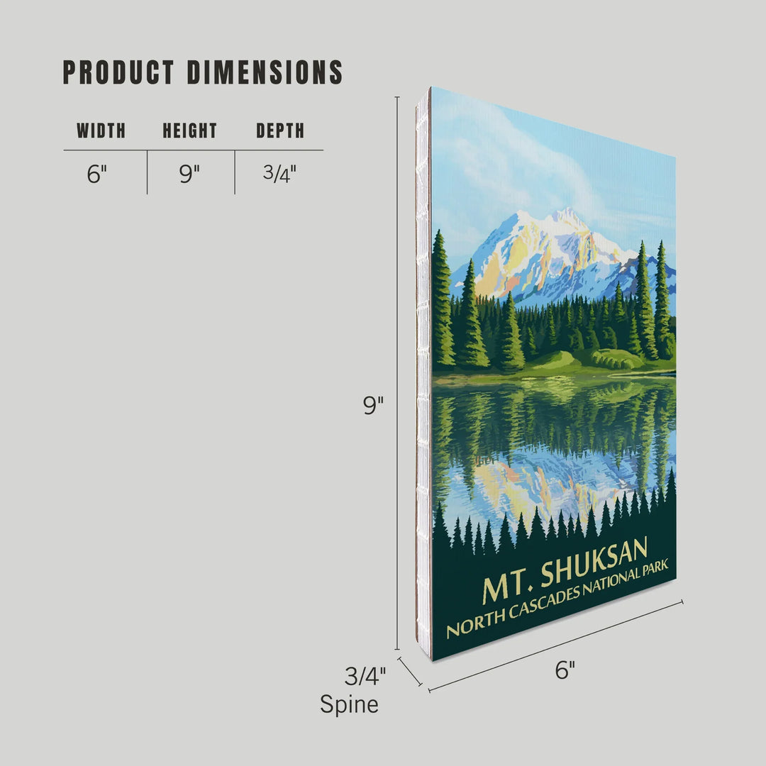 Lined 6x9 Journal, North Cascades National Park, Washington, Mt Shuksan, Lay Flat, 193 Pages, FSC paper
