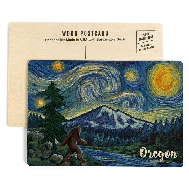 Oregon, Columbia River, Bigfoot, Starry Night, Wood Sign and Postcards